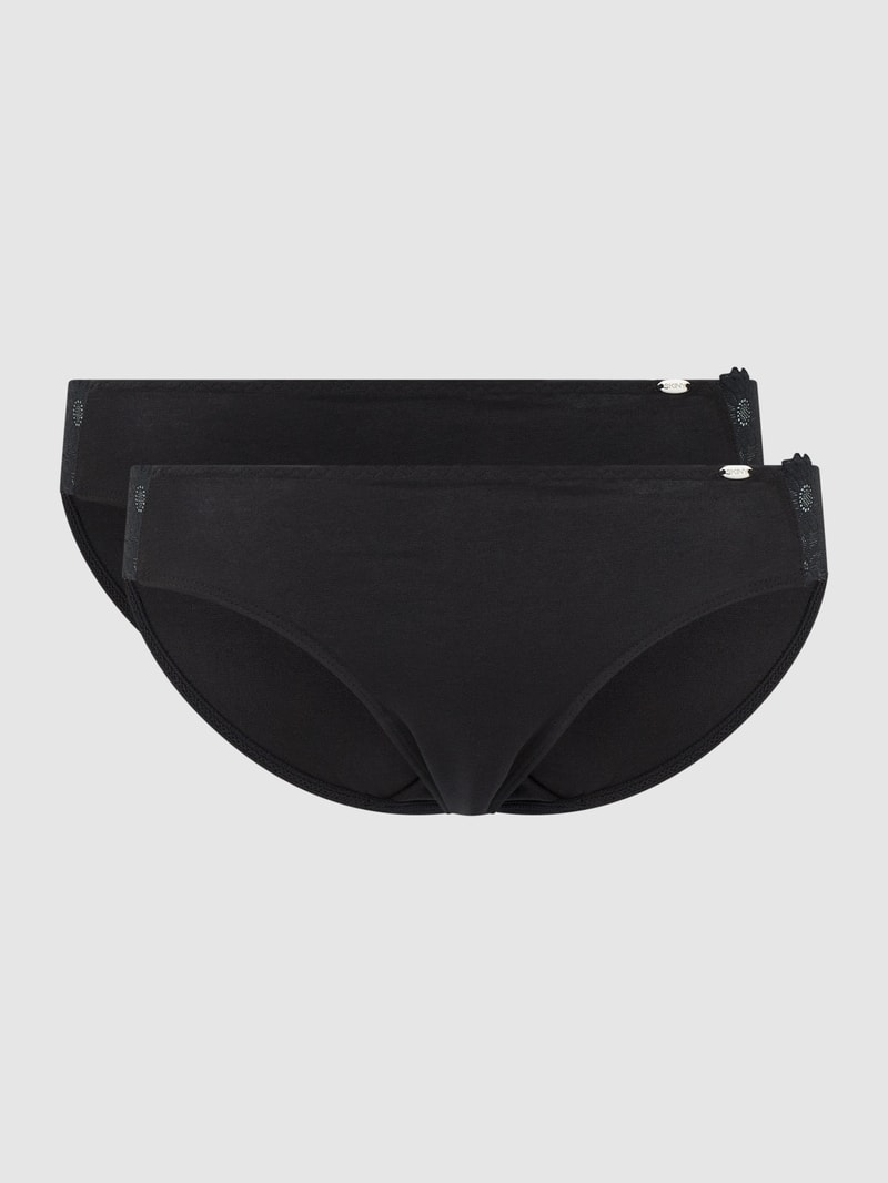 Slip mit Spitze im 2er-Pack in schwarz