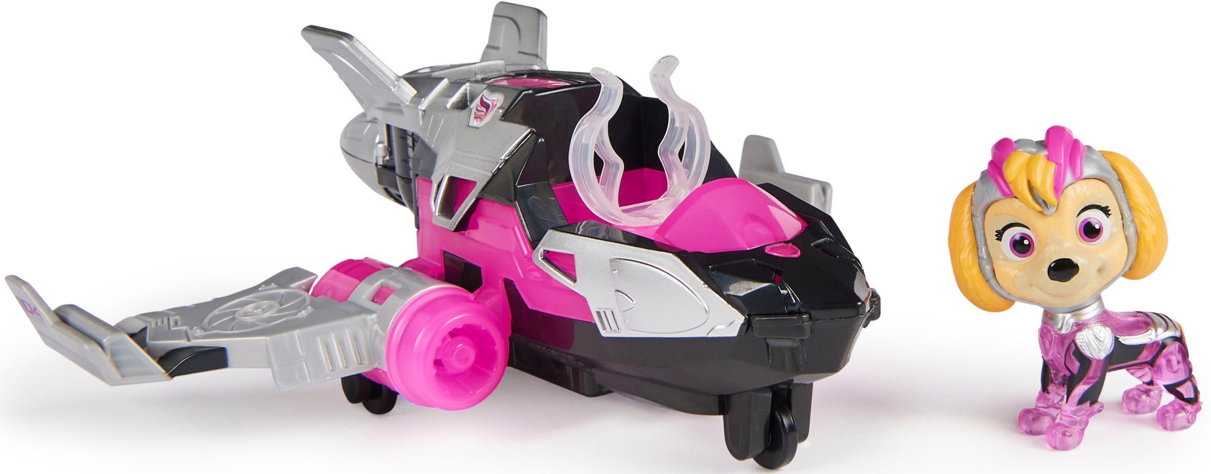 Spin Master Spielzeug-Auto PAW Patrol, Der Mighty Kinofilm: Superhelden-Basis-Fahrzeug von Skye, Flugzeug mit Welpenfigur, Licht- und Soundeffekt