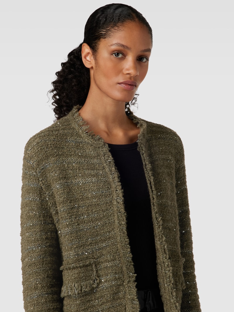 Cardigan mit Fransen in khaki