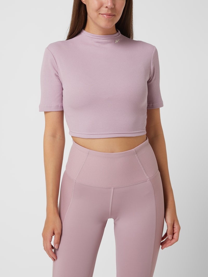 Cropped T-Shirt mit Stretch-Anteil in rosé