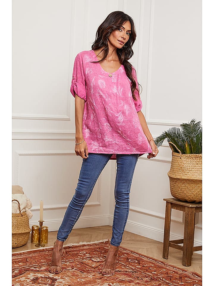 Joséfine Leinen-Bluse in Pink günstig kaufen M