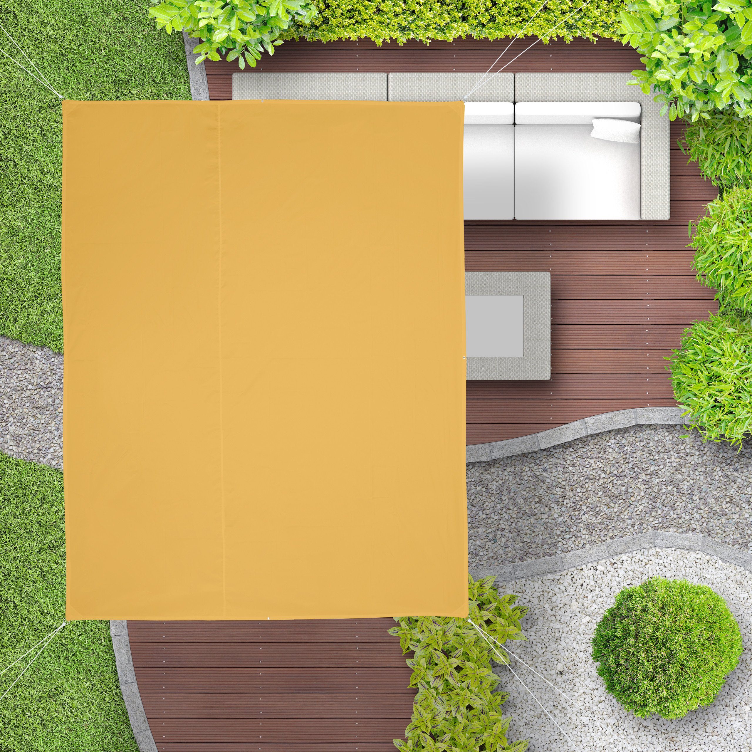 relaxdays Sonnensegel Gelbes Sonnensegel rechteckig, 3,5 x 4,5 m