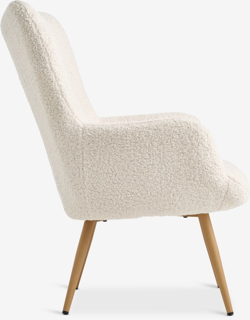HUNDESTED Armchair HUNDESTED Plush Fabric Off-White/Oak