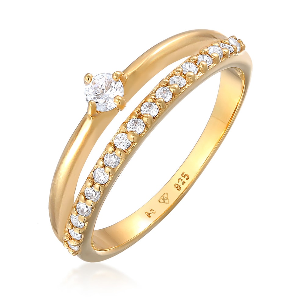 Elli Elli Bague Femmes Bague de fiançailles Solitaire Étincelant avec Cristaux de Zirc Bague