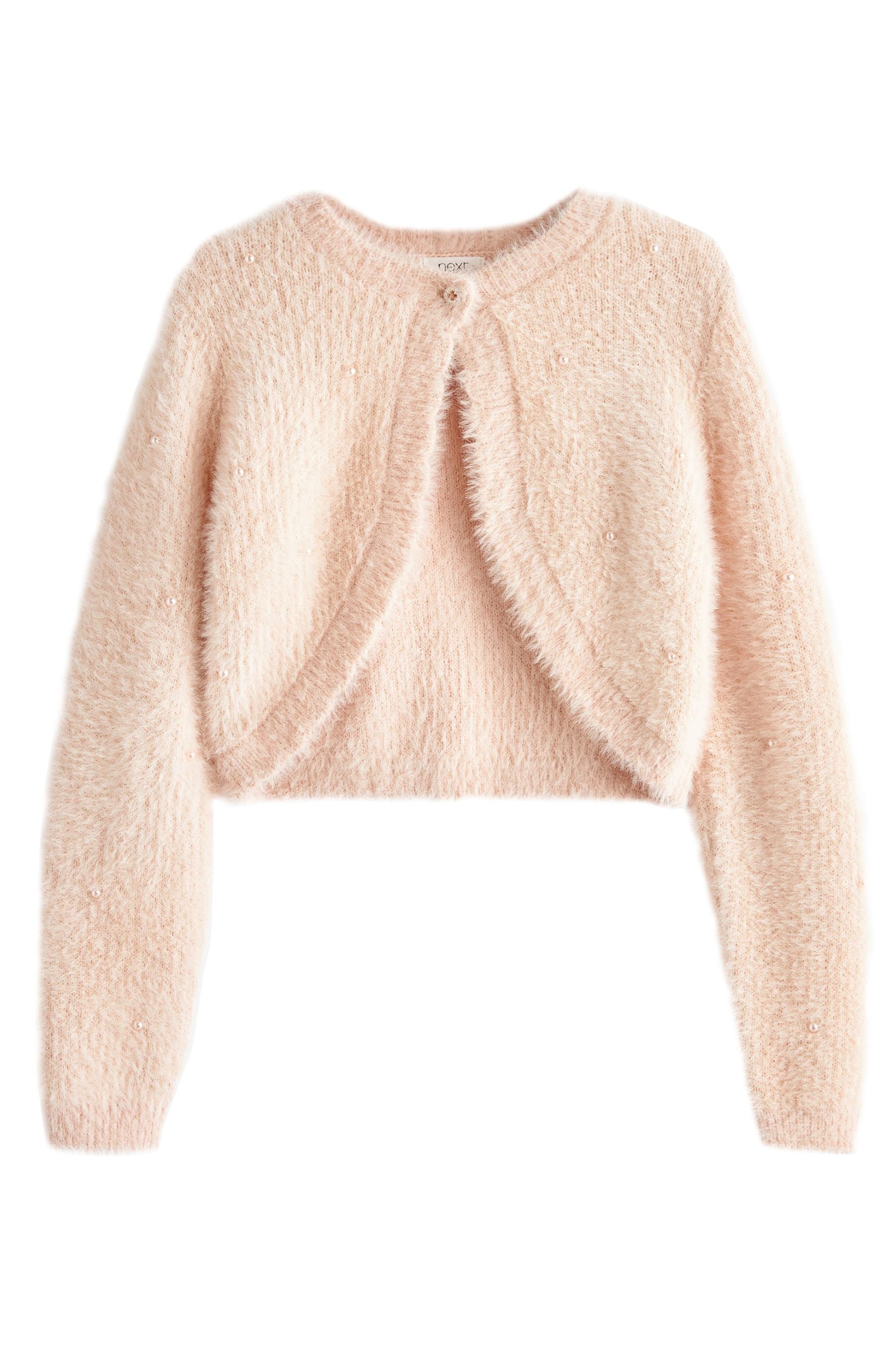 Next Strickjacke Flauschige Strickjacke mit Perlenstickerei (1-tlg)