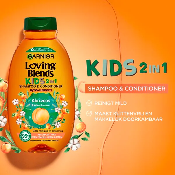 Garnier Loving Blends Kids Apricot 2-in-1 shampoo ja hoitoaine 250ml