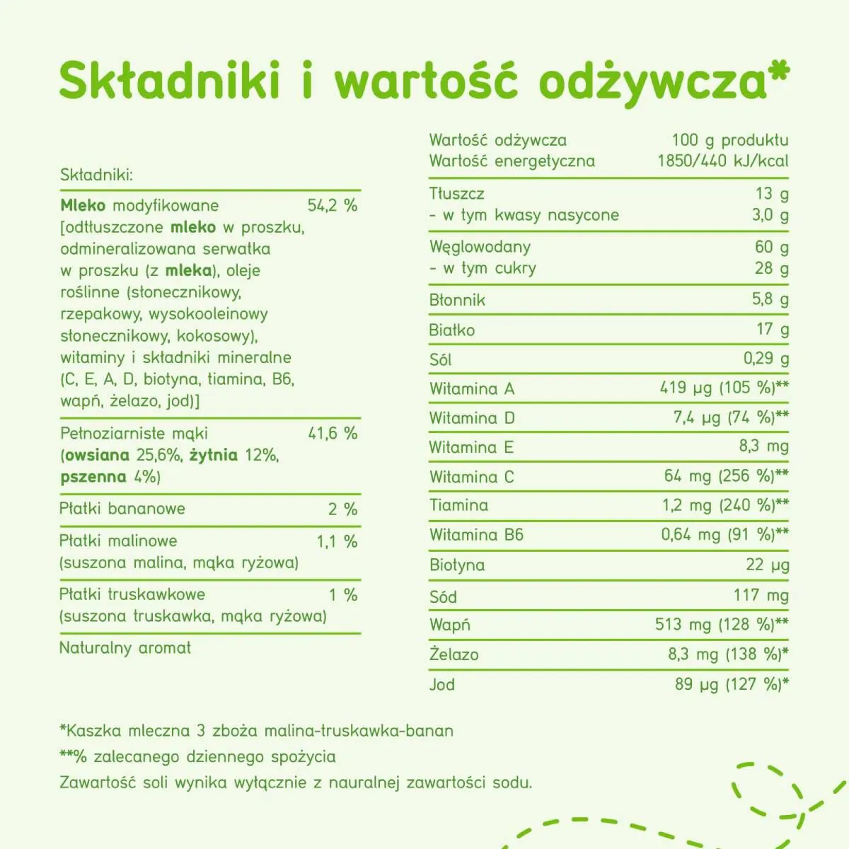 Bobovita košės pieno dribsniai (3 porcijos), aviečių, braškių ir bananų skonio