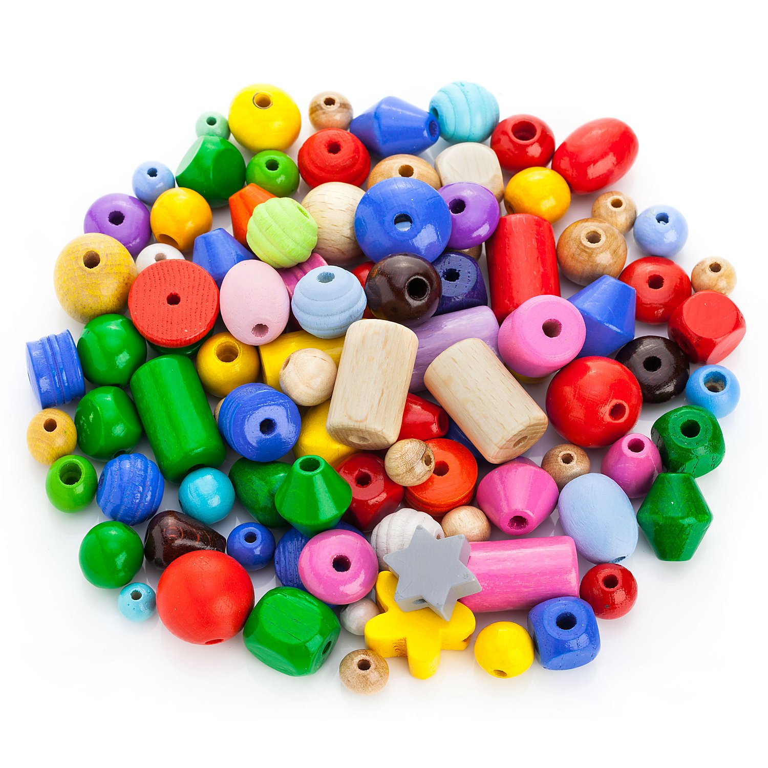 Holzperlen-Mix, bunt, 500 g