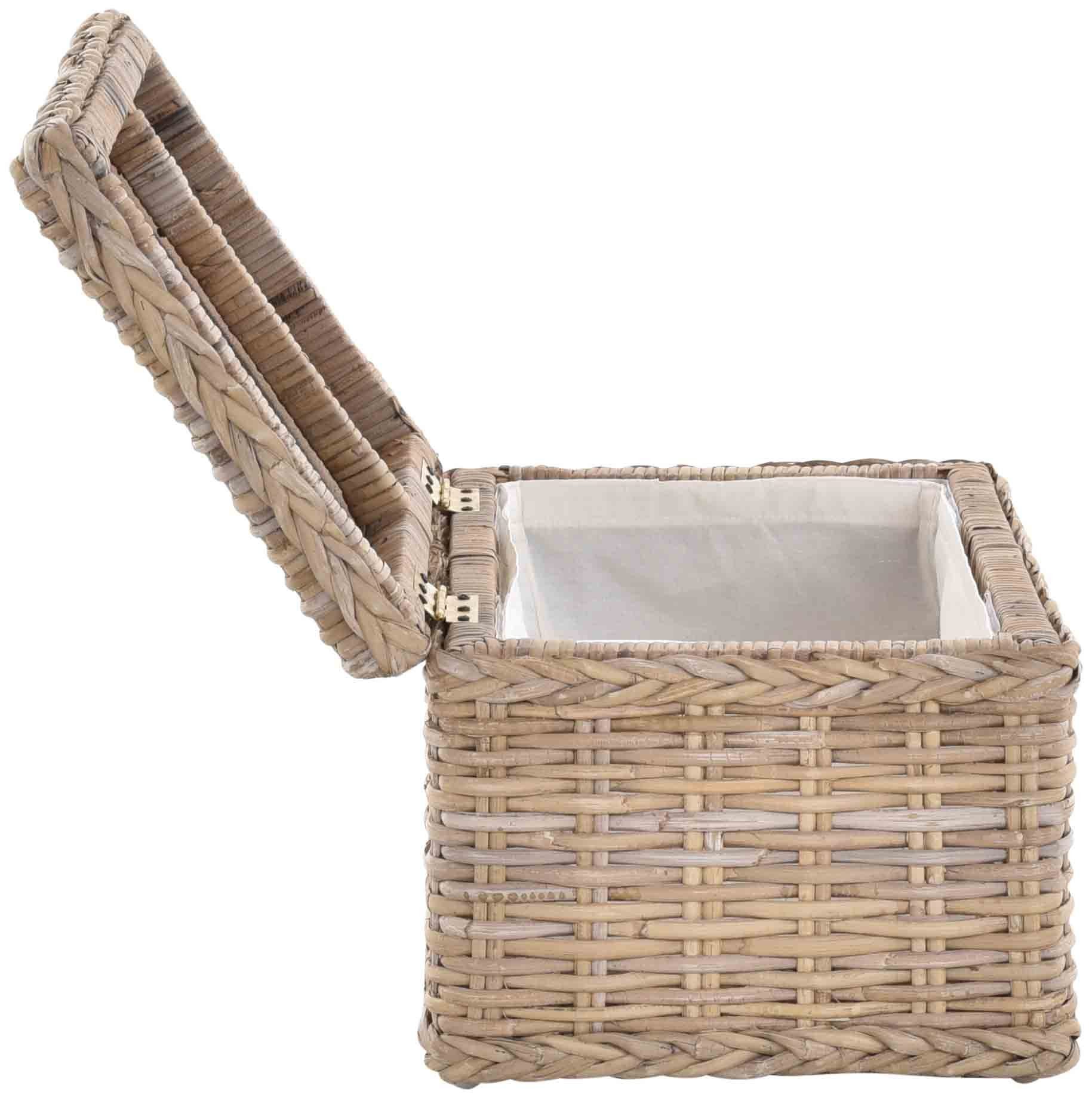 Krines Home Spielzeugtruhe Spielzeugtruhe Wäschetruhe Allzweck-Korb Griffen aus echtem Rattan, verschiedene Größen Truhe Aufbewahrung Box