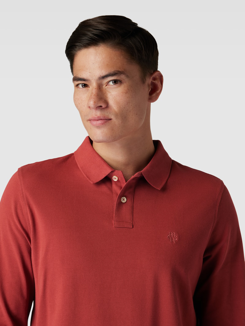 Poloshirt mit Logo-Stitching Modell 'THOMAS' in rostrot