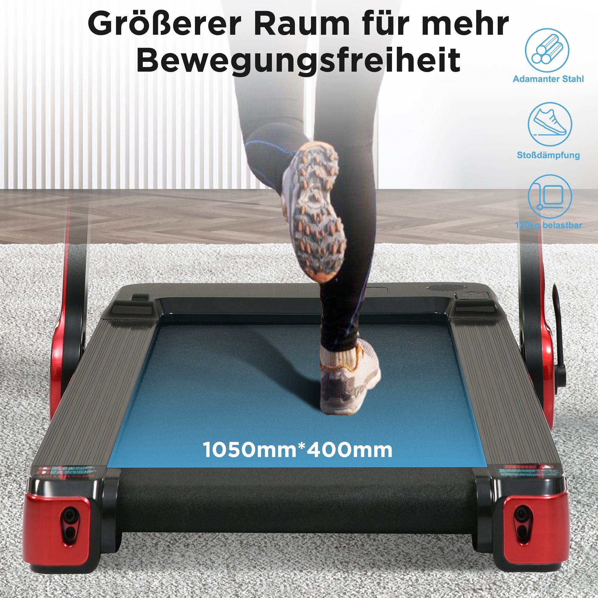 Merax Laufband elektrisch klappbar mit Fernbedienung, 12 Programme, inkl. Blutooth und AUX, LED-Display, bis 12 km/h