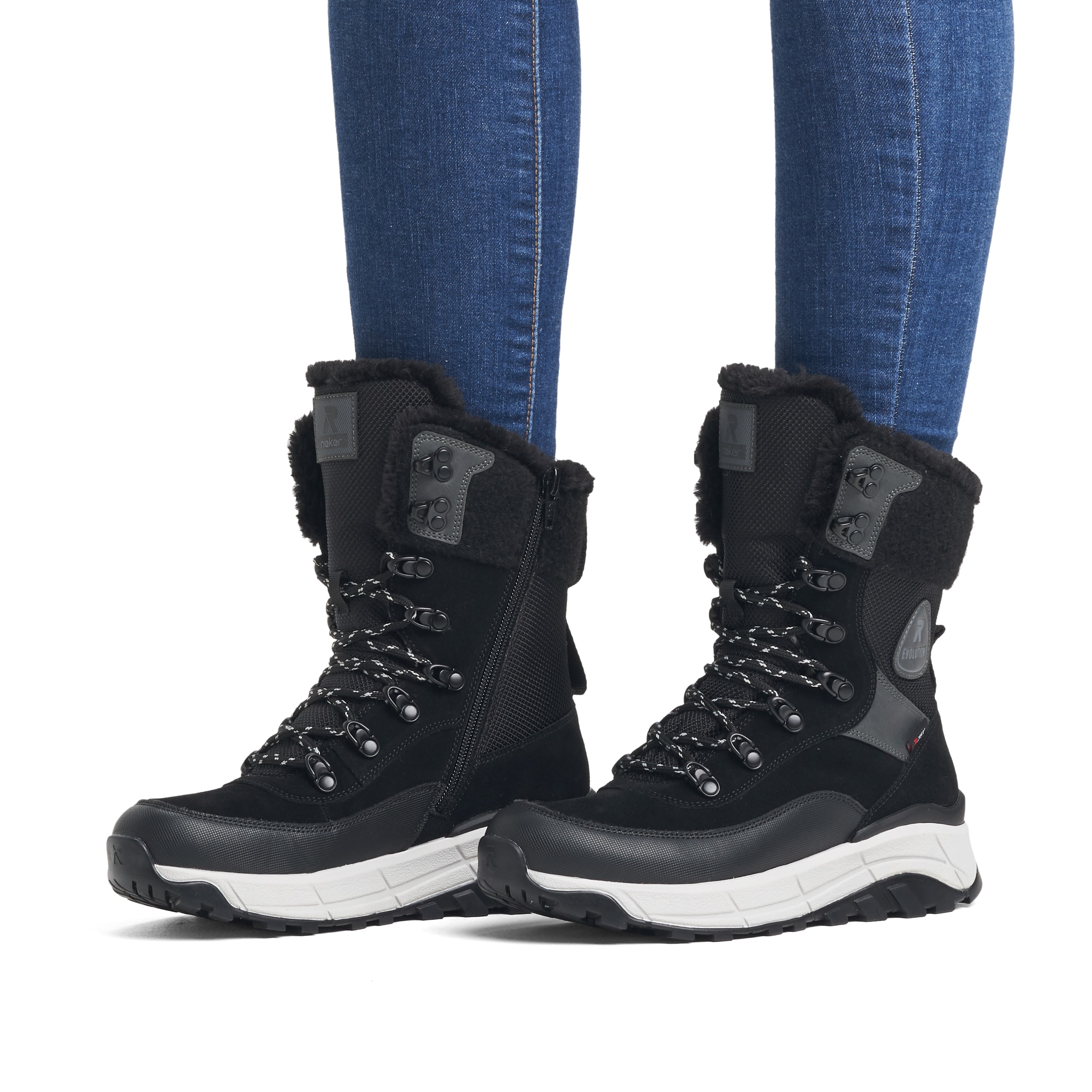Rieker Damen Schnürstiefel steel black
