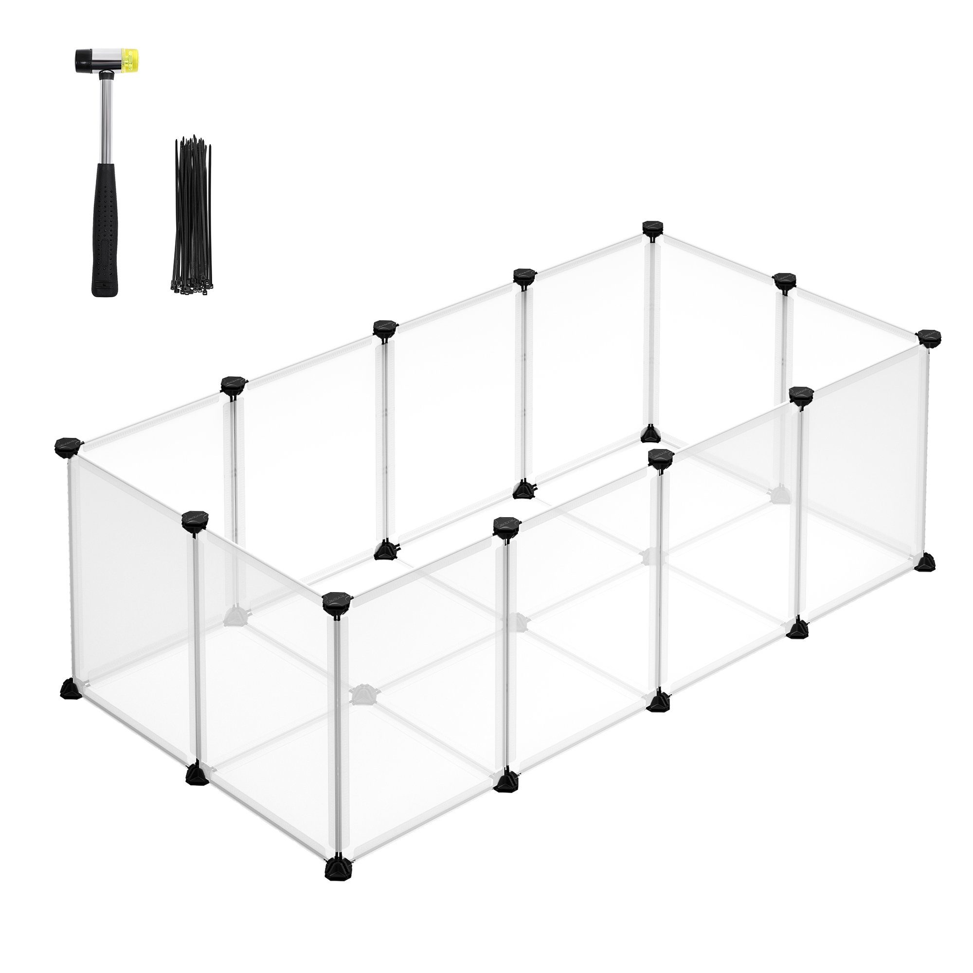 SONGMICS Kleintierkäfig, L-XXL, Freigehege, mit Bodenplatten, 20 Platten, DIY