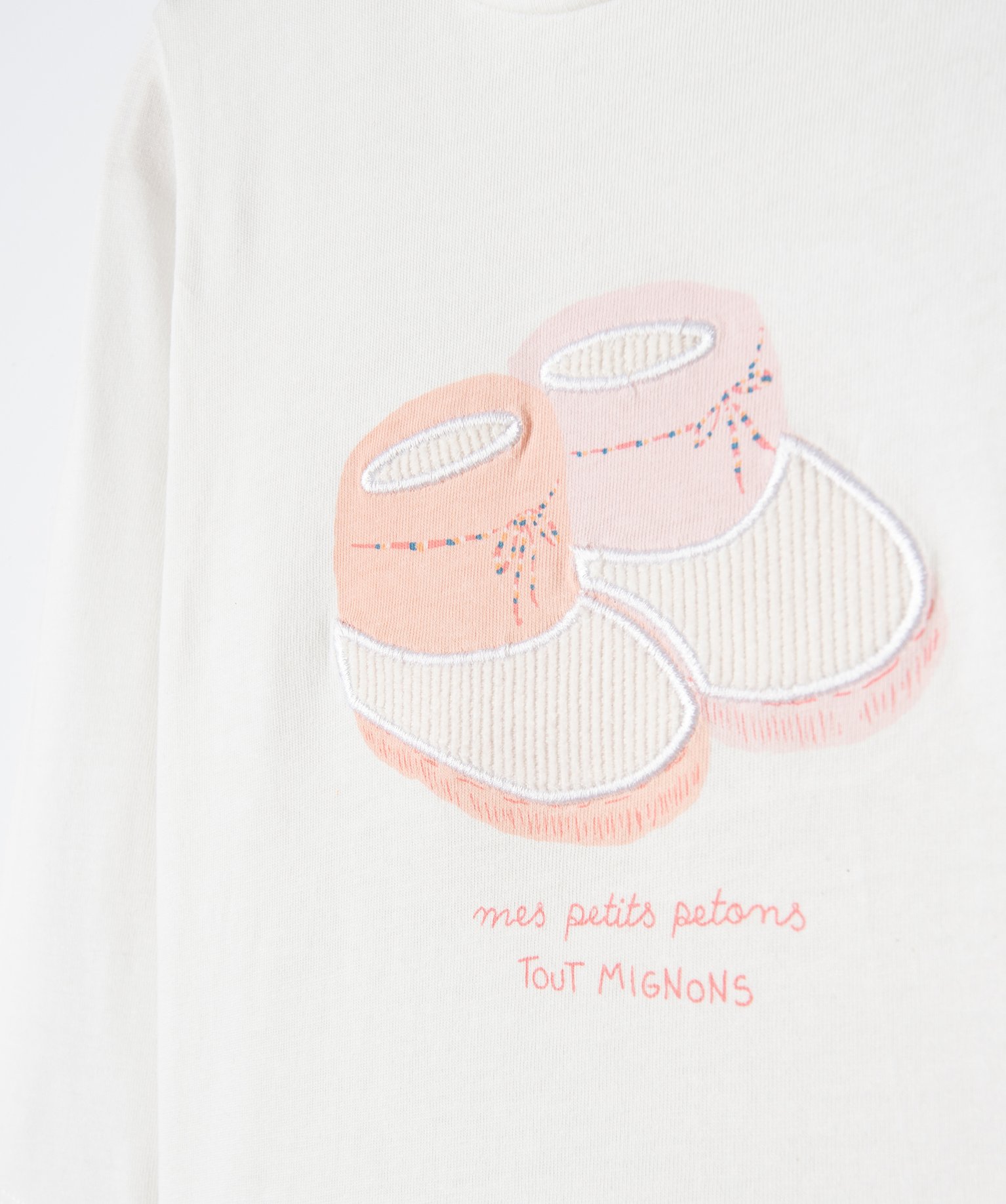 Tee-shirt bébé fille à manches longues et col roulé ecru | GEMO