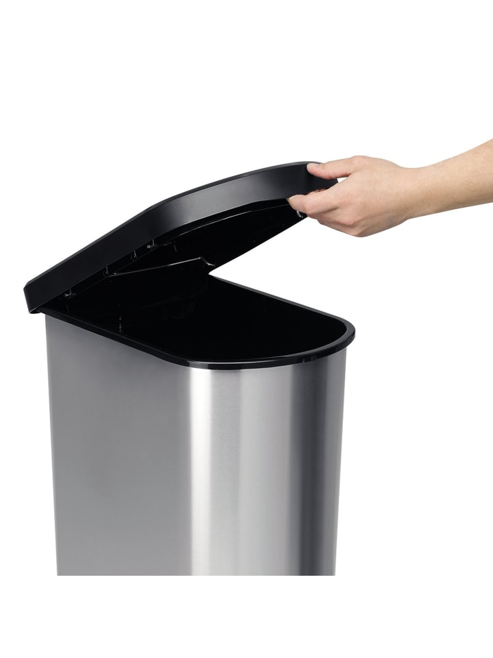Rotho Paso Mülleimer 50l mit Deckel, Kunststoff (PP) in Silber metallic günstig kaufen onesize