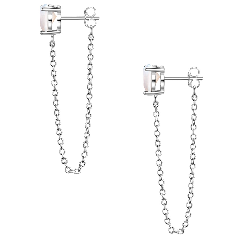 Glanzstücke München Puces d'oreilles en argent Coeur Argent sterling Pierre de lune (synth.) en Argen Boucles d'oreilles
