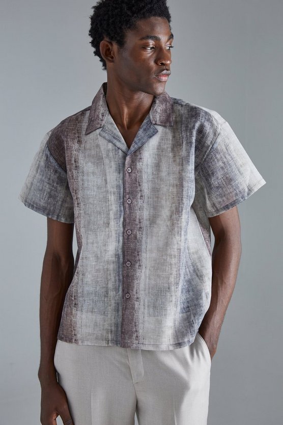 Kastiges transparentes Batik Hemd mit kurzen Ärmeln
