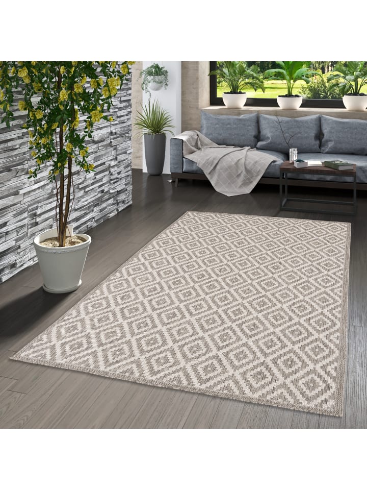 Pergamon In & Outdoor Teppich Valencia Fliesenoptik in Grijs günstig kaufen