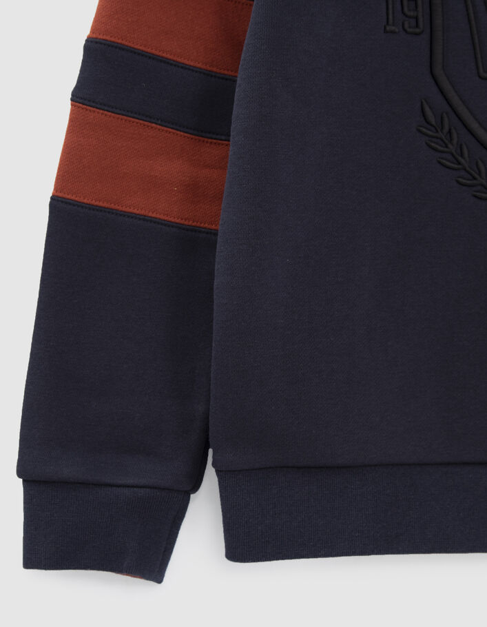 Sweat marine maxi broderie en relief garçon
