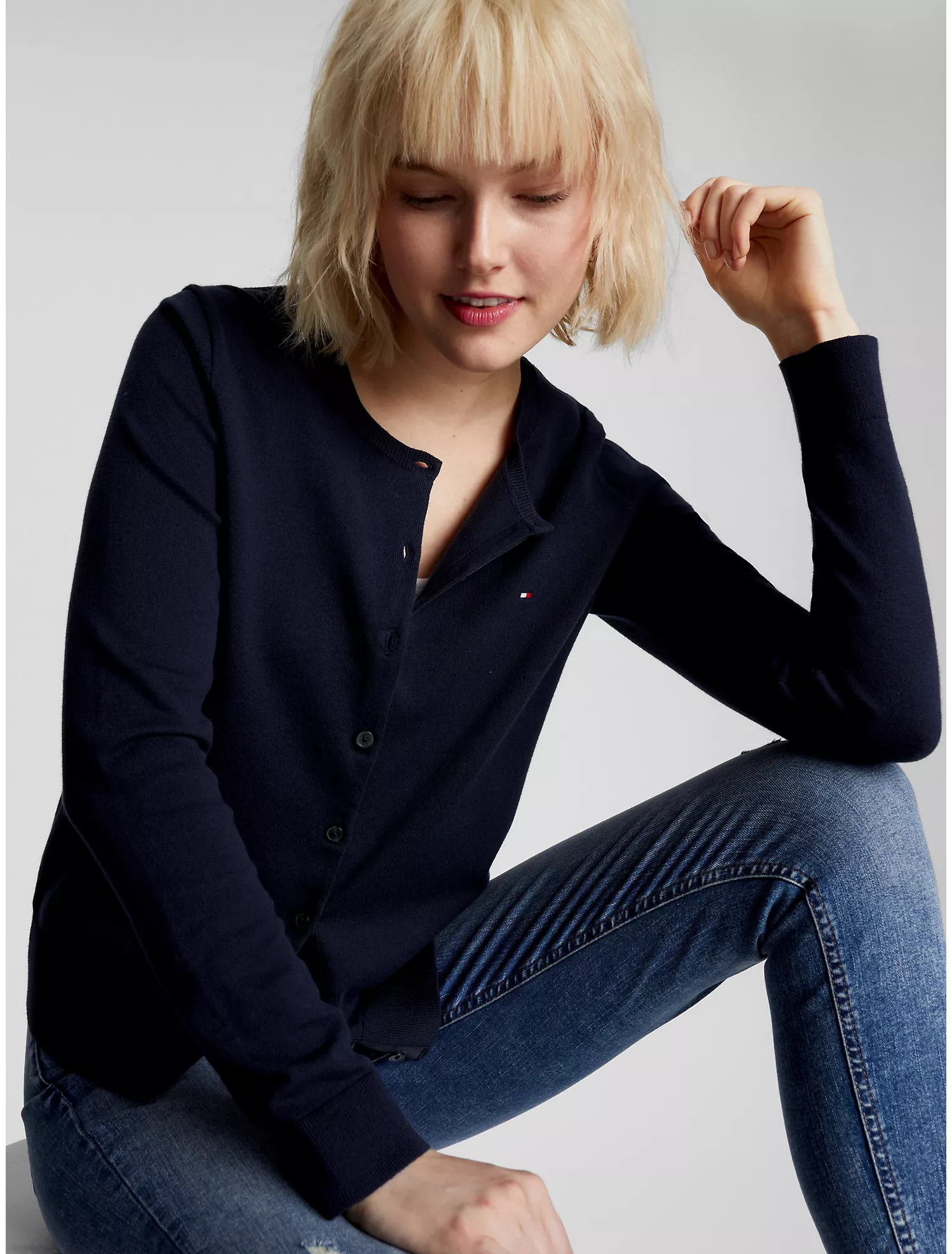 Solid Button-Up Cardigan
