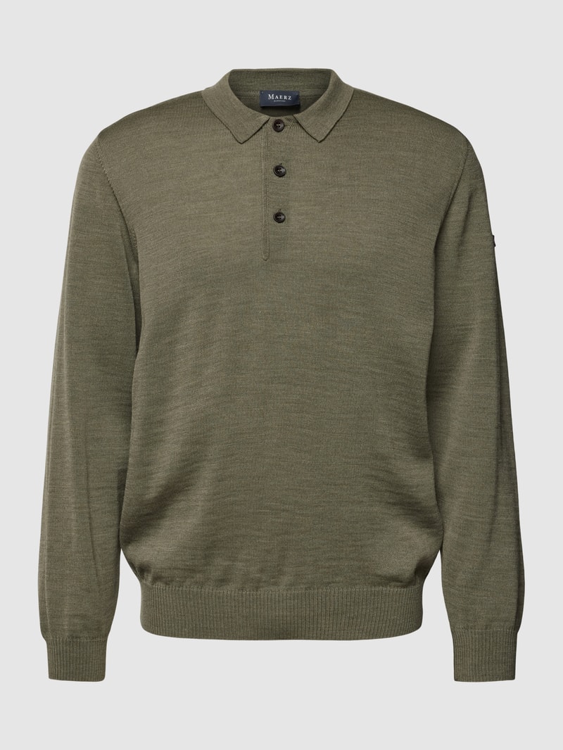 Strickpullover mit Polokragen in schilf