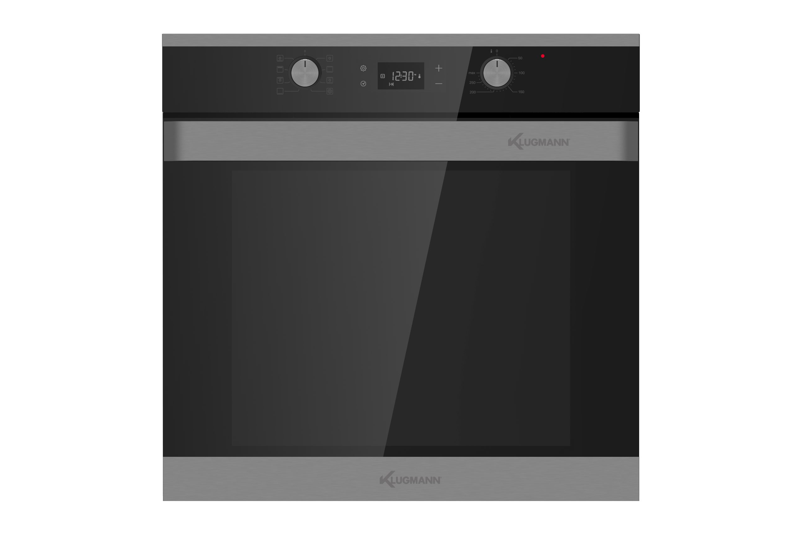 Klugmann Einbaubackofen KO608TCX, mit 1-fach-Teleskopauszug, Aqualystic, Drehspieß, 72 l, Design hochwertige Qualität, 3D Heißluft, Touch
