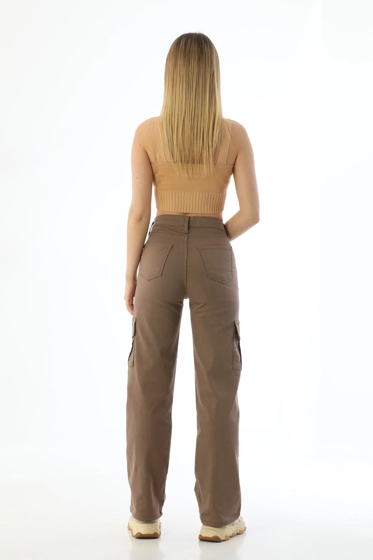 BİKELİFE  Nerzfarbene Cargo-Hose aus Lycra mit hoher Taille und weitem Bein