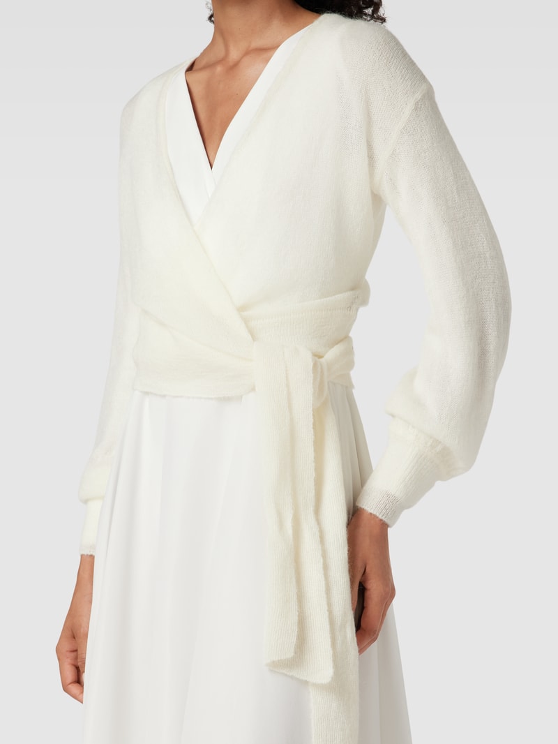Strickjacke in Wickel-Optik mit Woll-Anteil in offwhite
