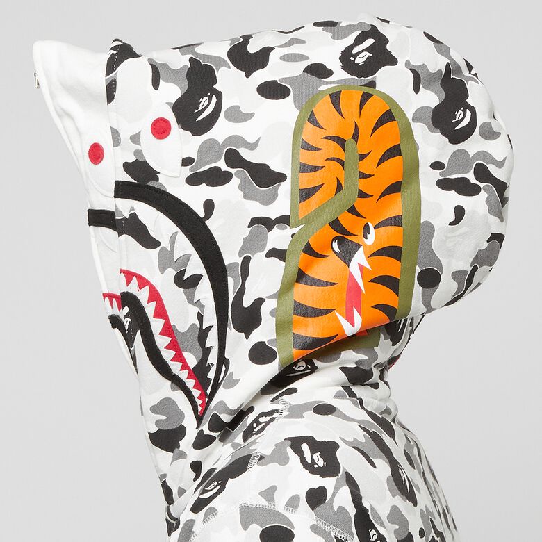 A Bathing Ape Abc Camo Double Shark Full Zip Hoodie gray