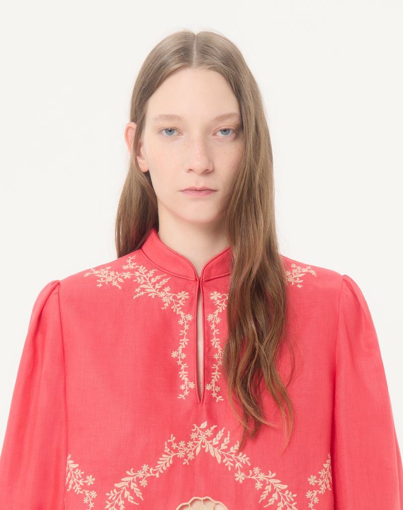 Broderet Couture-top i hør