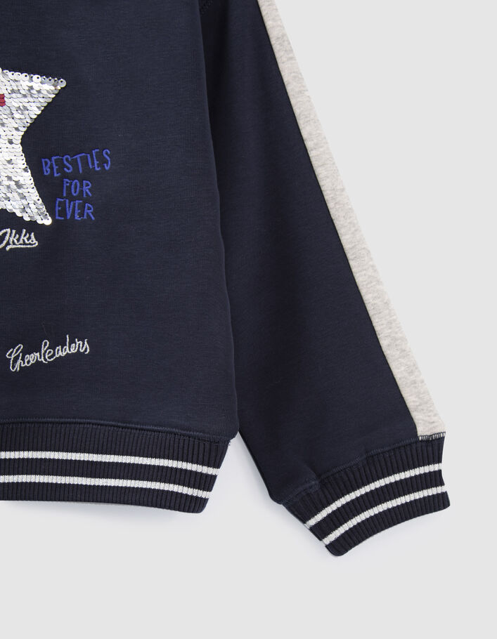 Sweat marine avec étoile sequins réversibles fille