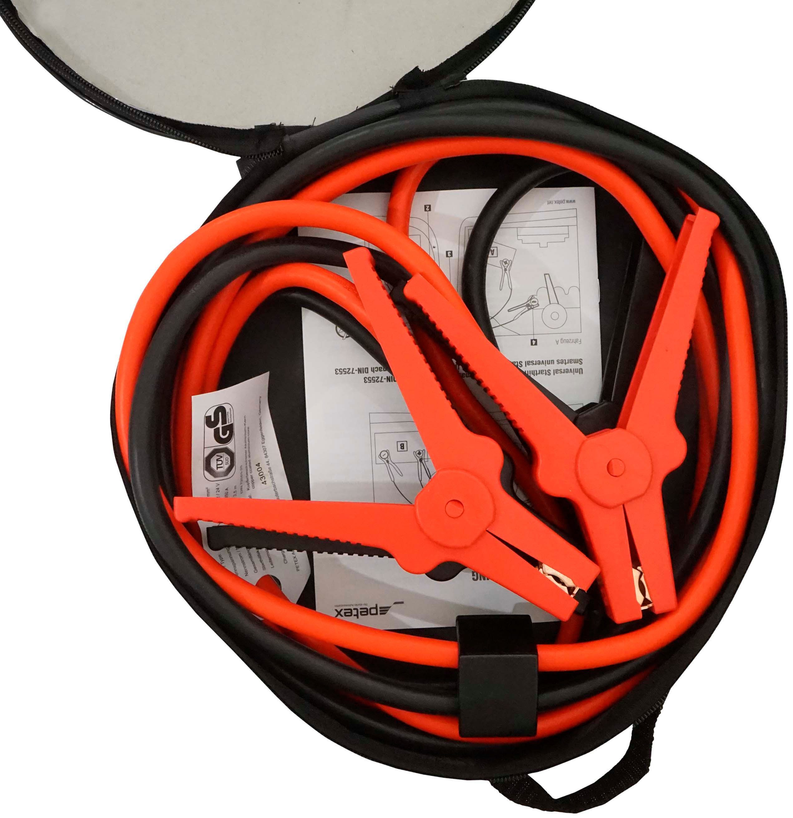 Petex Starthilfekabel, (300 cm), 16 mm², 3 Meter, mit Überspannungsschutz, Nennspannung: 12 - 24 Volt