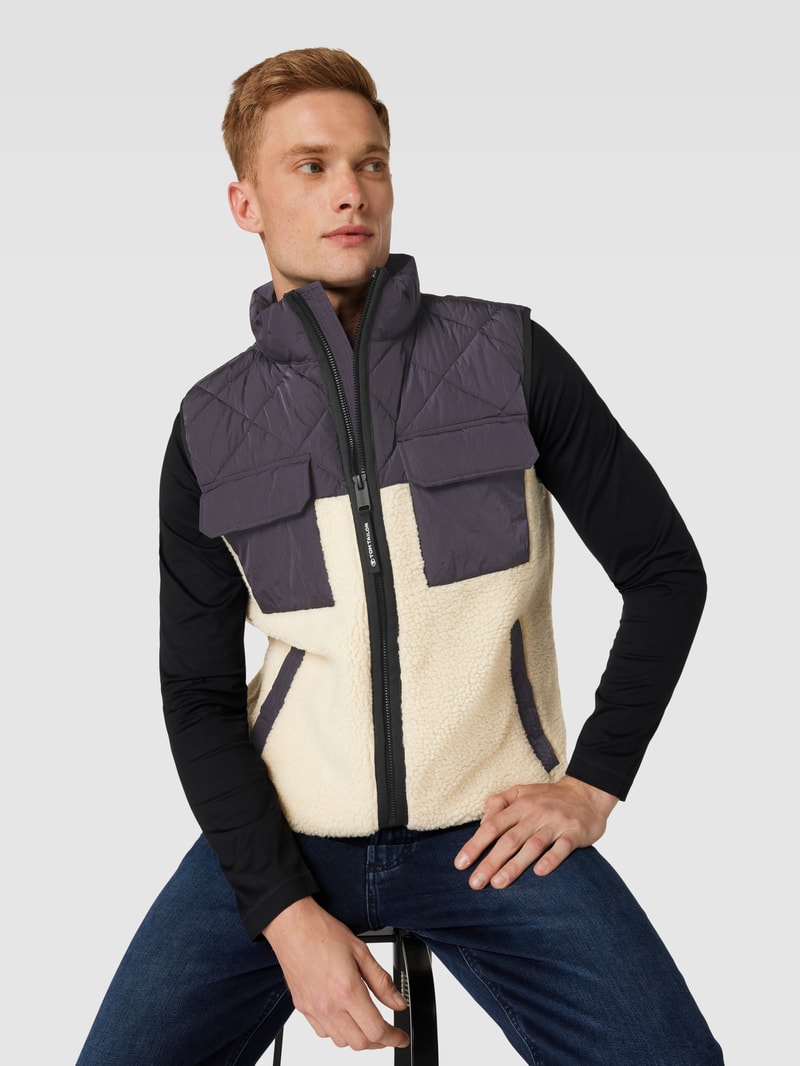 Weste in Two-Tone-Machart Modell 'Mat' in ecru
