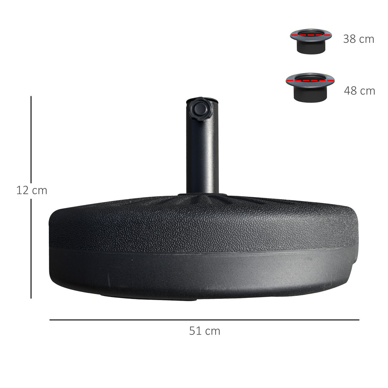 Outsunny Sonnenschirmständer 22 kg Regenschirm Base für Ø38/48mm HDPE