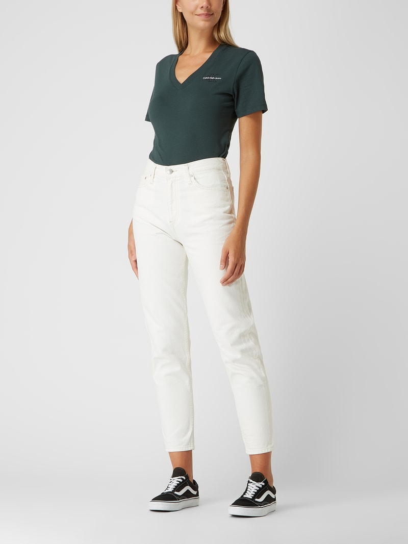 Mom Fit Jeans aus Baumwolle in offwhite