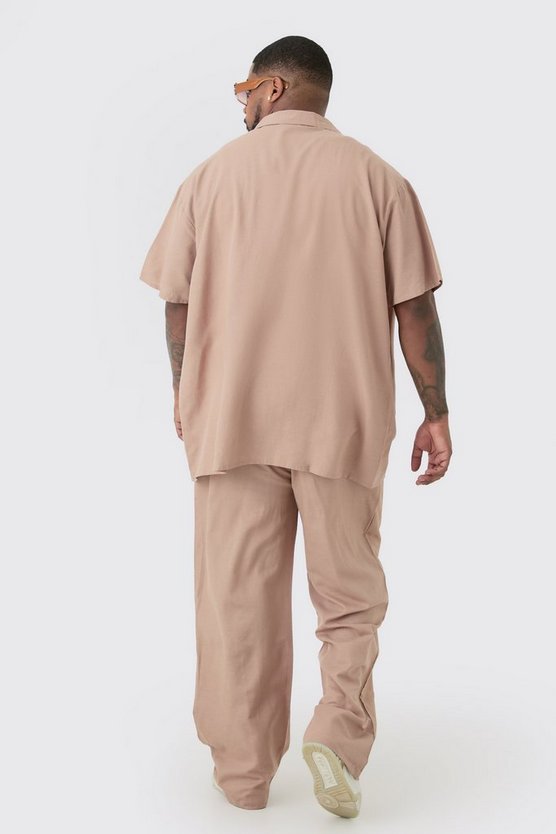 Plus lockere Leinen-Hose mit elastischem Bund