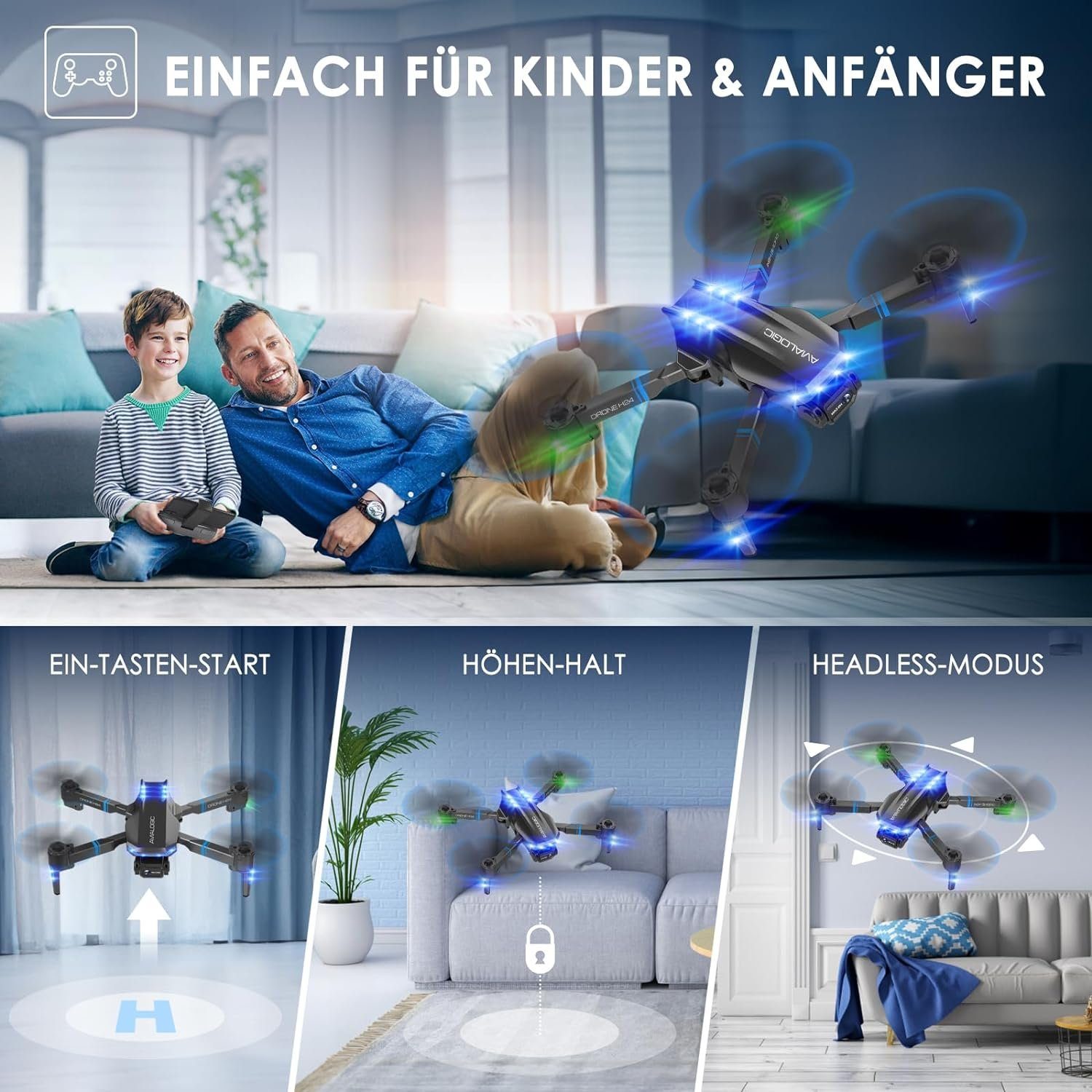TOPRCBOXS Drohne (1080P, Kamera HD RC Faltbar Quadcopter FPV WiFi Übertragung Lange Flugzeit)