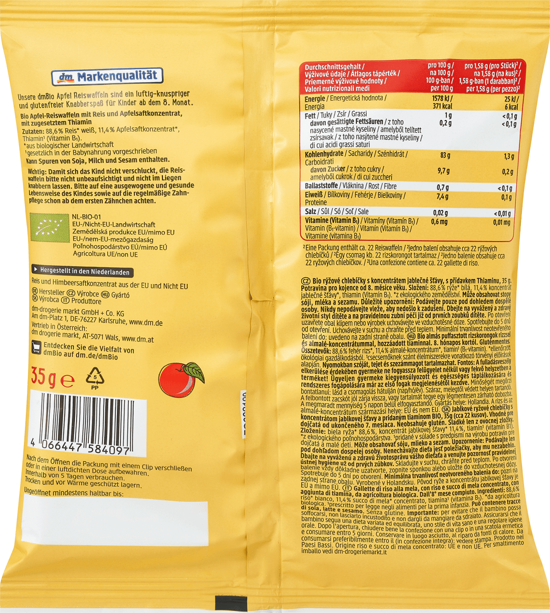 Babysnack Reiswaffeln Apfel, ab dem 8.Monat, 35 g