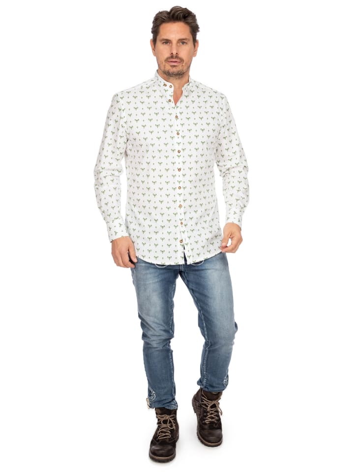 Gipfelstürmer Stehkragenhemd 420001-4166 in oliv günstig kaufen
