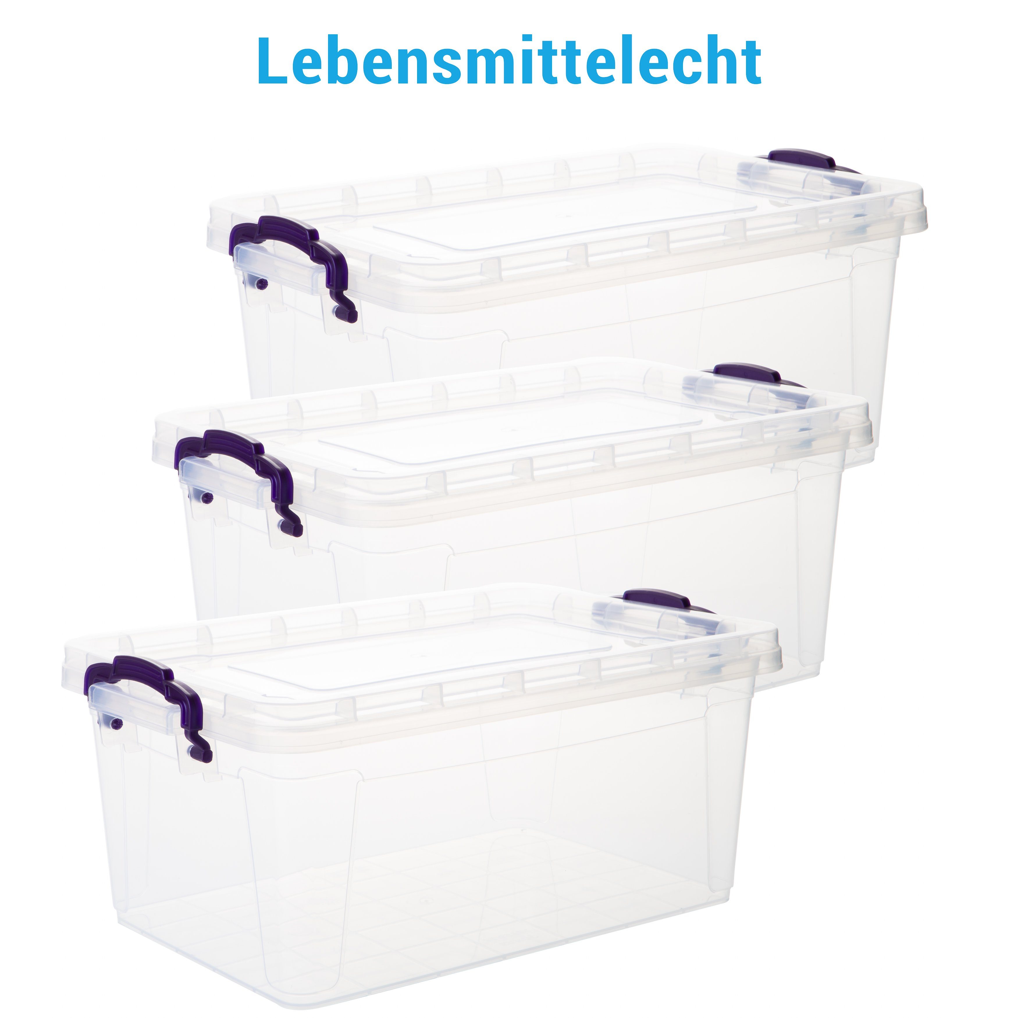 Centi Allzweckkiste Aufbewahrungsboxen, Transparent Plastikbox mit Deckel (Spar Set, 6 St., 30L x 20B x 13.5H cm 5 Liter), Aufbewahrungsboxen, Transparent Plastikbox mit Deckel Lebensmittelecht