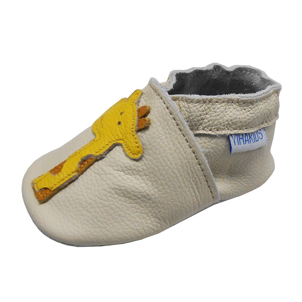 Yalion Weiche Leder Lauflernschuhe Hausschuhe Lederpuschen Giraffe Weiss Krabbelschuh