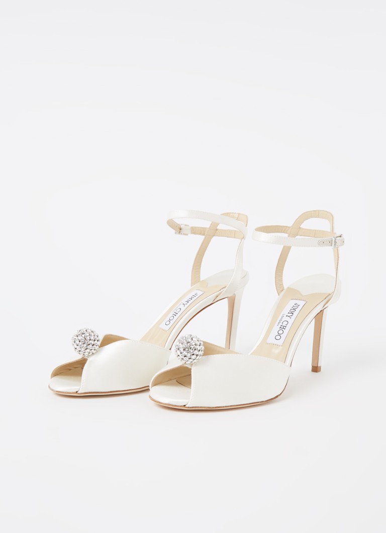 Jimmy Choo Sacora satin sandalette with rhinestone detail