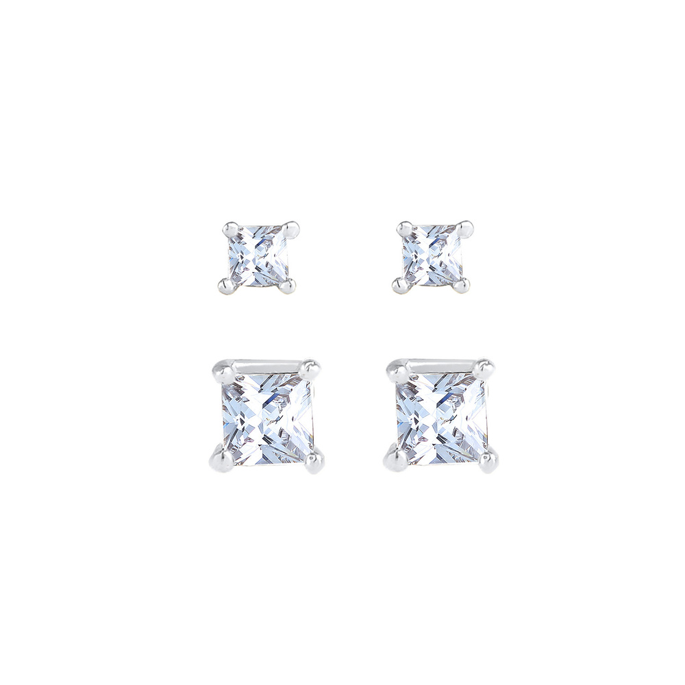 Elli Elli Boucles d'Oreilles Boucles d'oreilles dames serties de Géo carré avec des cr Boucles d'oreilles
