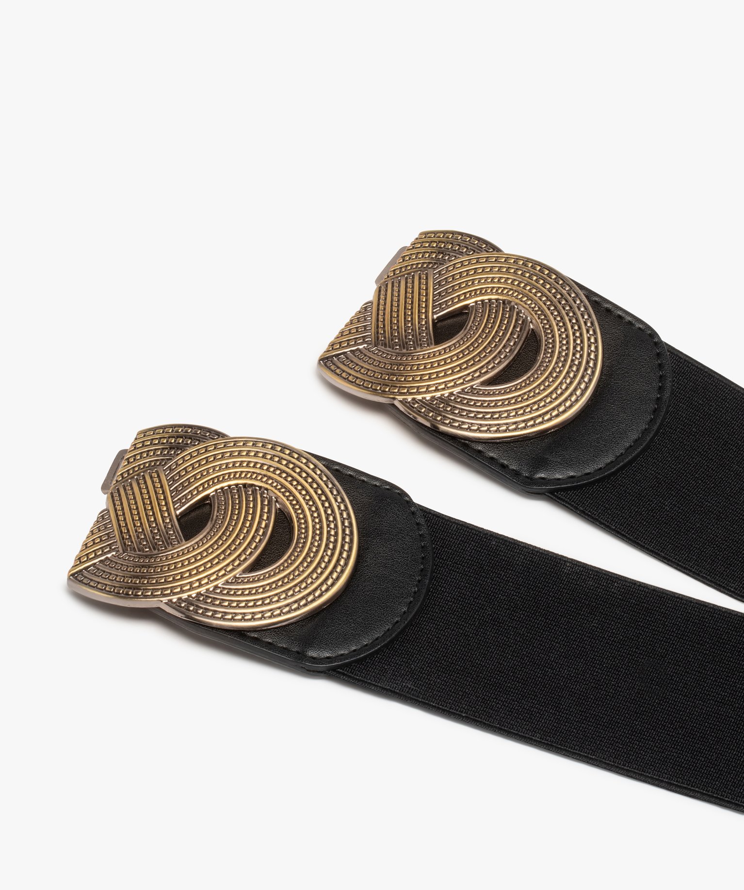 Ceinture large élastique avec boucle fantaisie en métal femme noir | GEMO