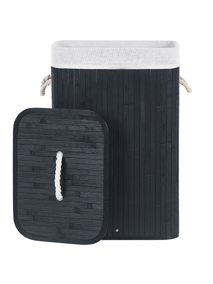 Beliani Wäschekörbe KOMARI in Schwarz/Weiß - (W) 40 x (H) 60 x (L) 30 cm günstig kaufen onesize