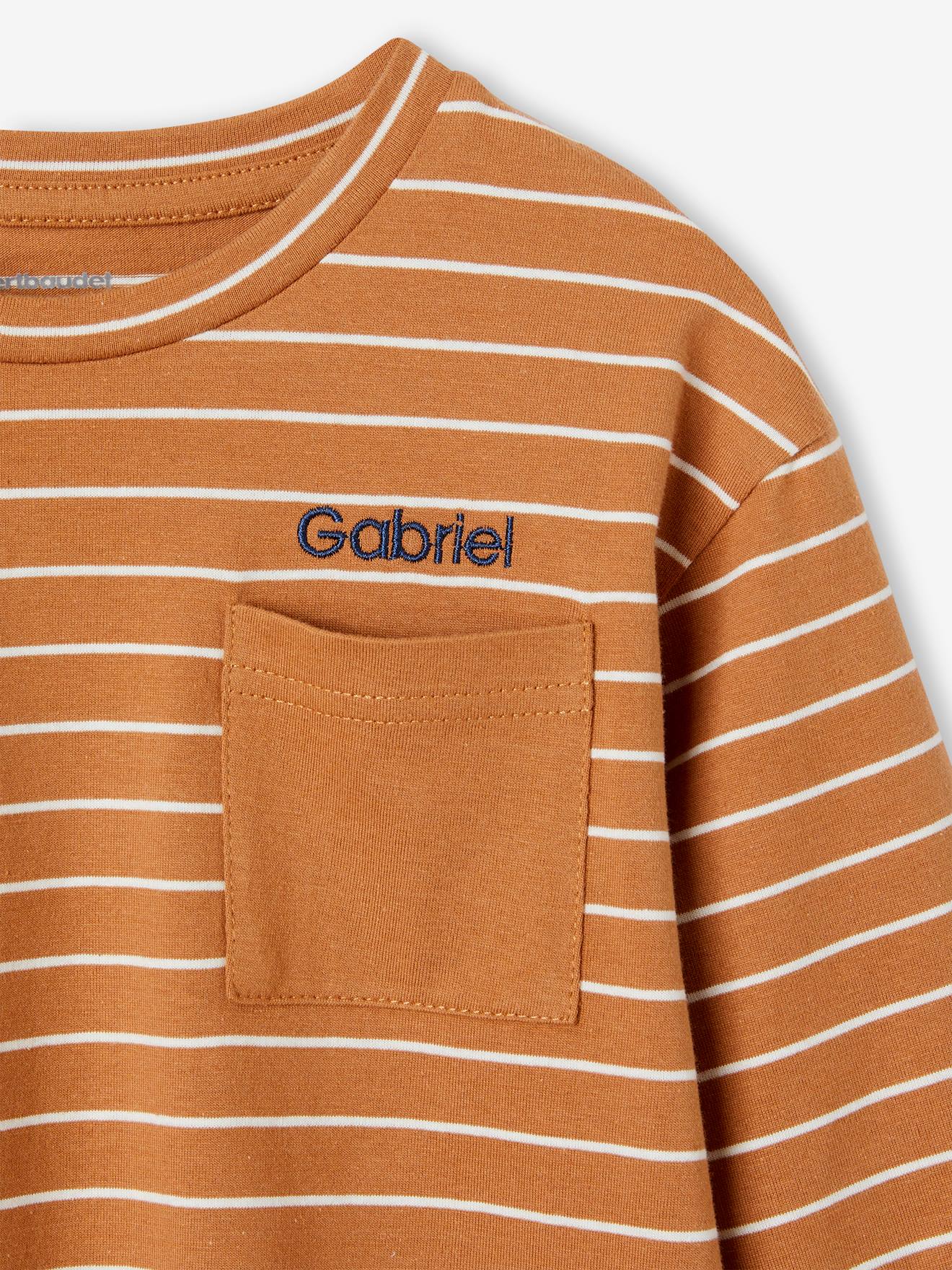 Vertbaudet Jungen Ringelshirt mit Recycling-Baumwolle, personalisierbar - schieferblau