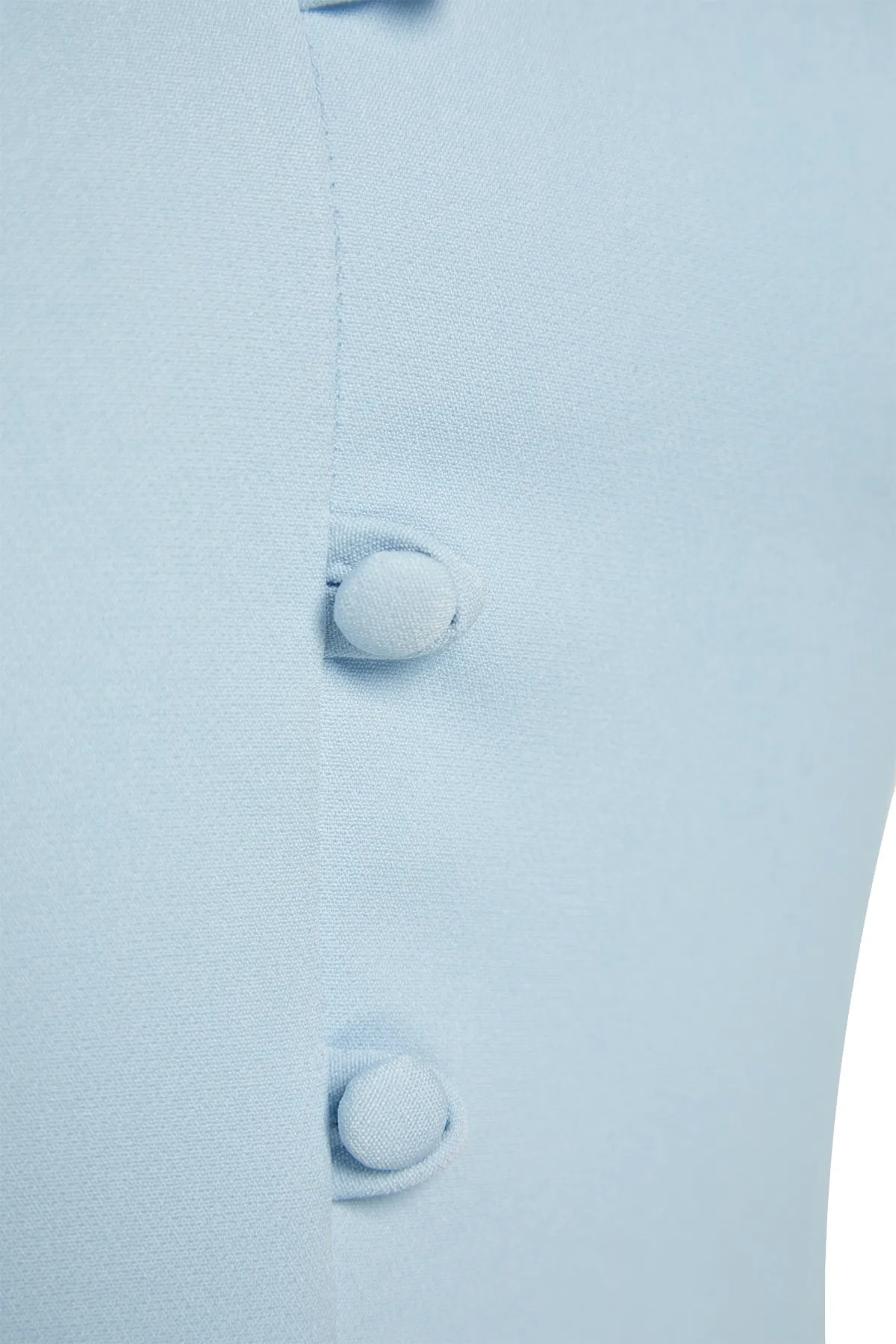 Trendyol Collection  Blaues, gewebtes Minikleid in A-Linie/Glockenform mit Rüschen und Knöpfen TWOSS23EL02259