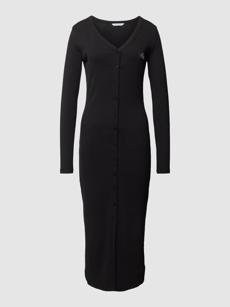 Maxikleid mit Feinripp in black