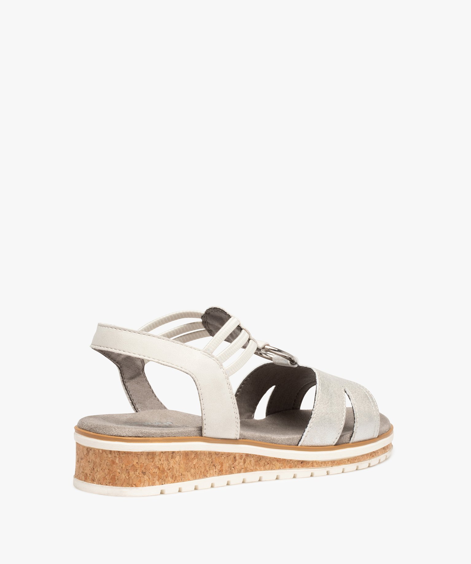 Sandales femme plates confort à brides métallisées - Soft... gris | GEMO