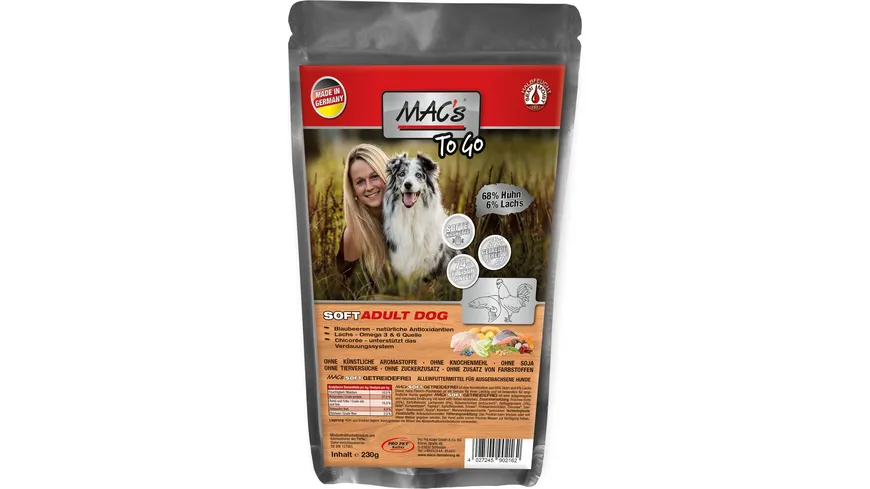 MAC's DOG Hundetrockenfutter Soft Huhn & Lachs 230 g